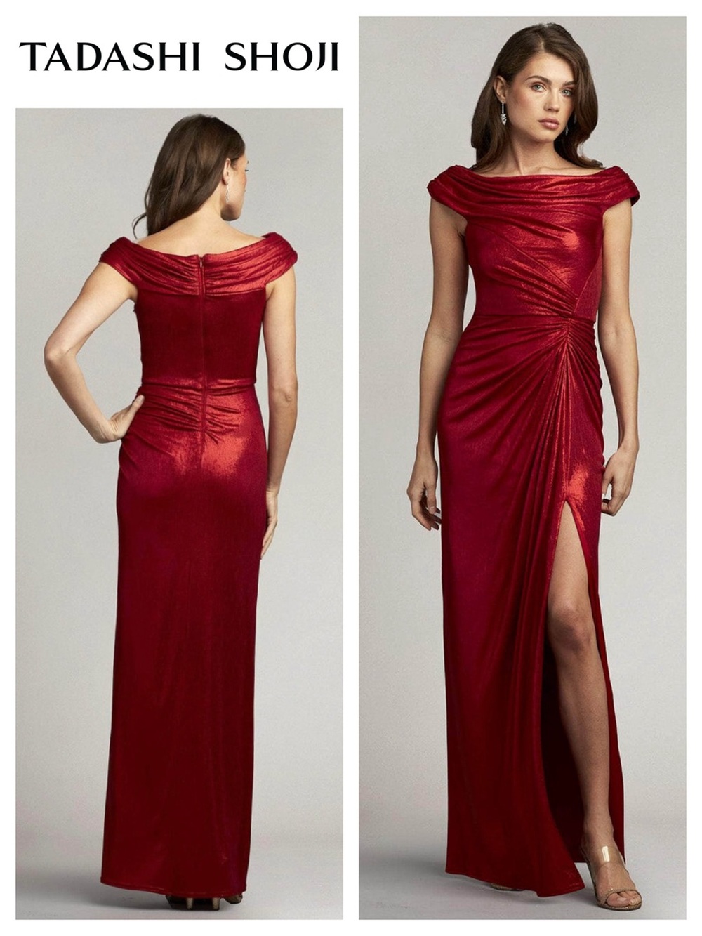TADASHI SHOJI Emersyn Draped Lamé Gown